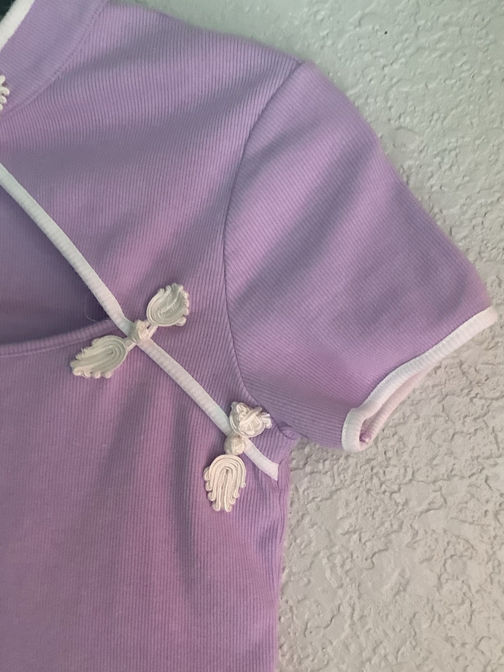 Cider Lavender Cropped Short-Sleeve Top with White Trim - Picture 3 of 5